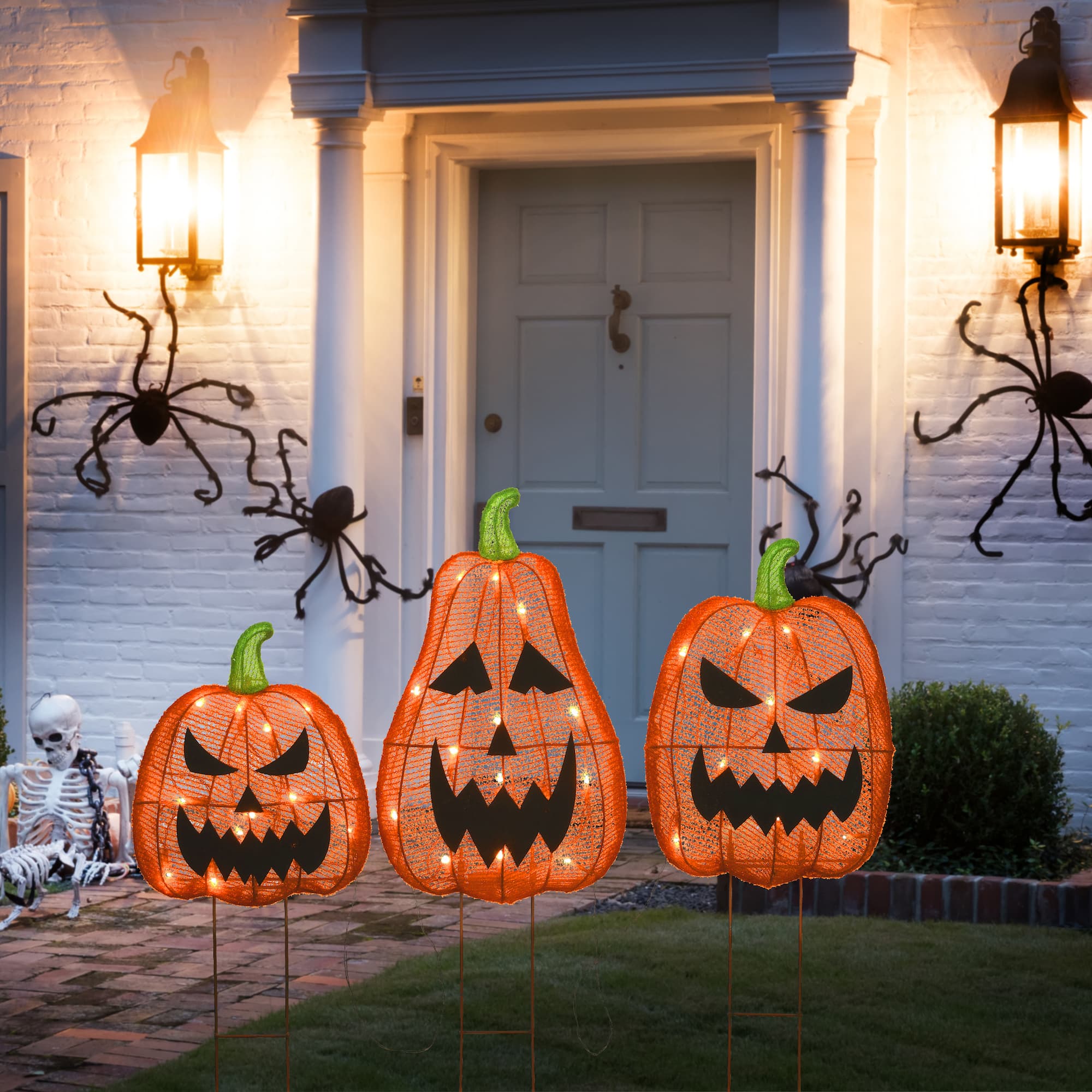 26" Orange LED Jack-O-Lantern Halloween Garden Stakes
